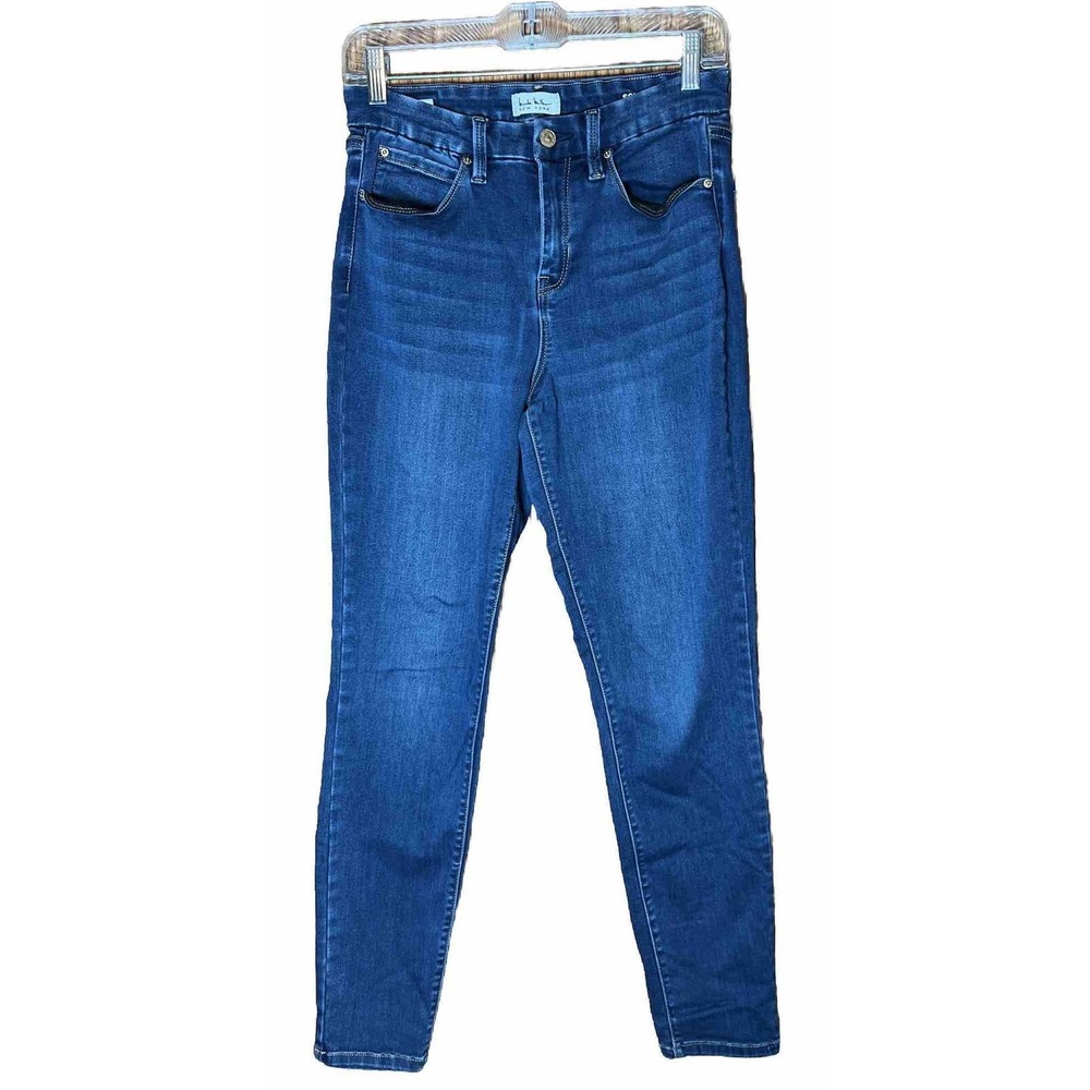 Nicole Miller SOHO Jeans Womens 6 High Rise Skinny Dark Blue Stretch Denim 28x28